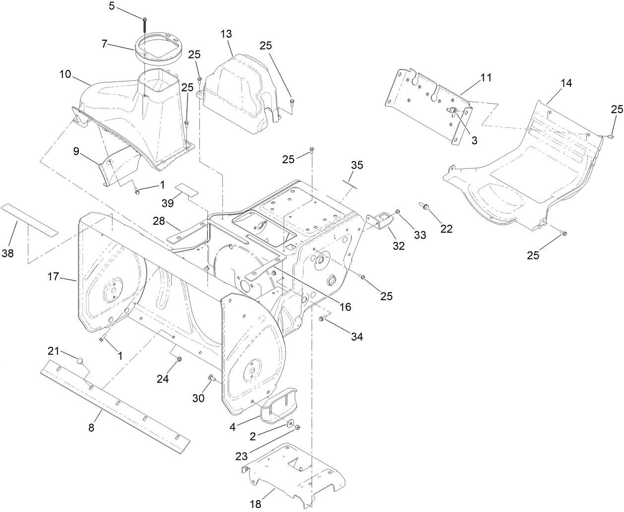 Main Frame and Auger Housing Assembly