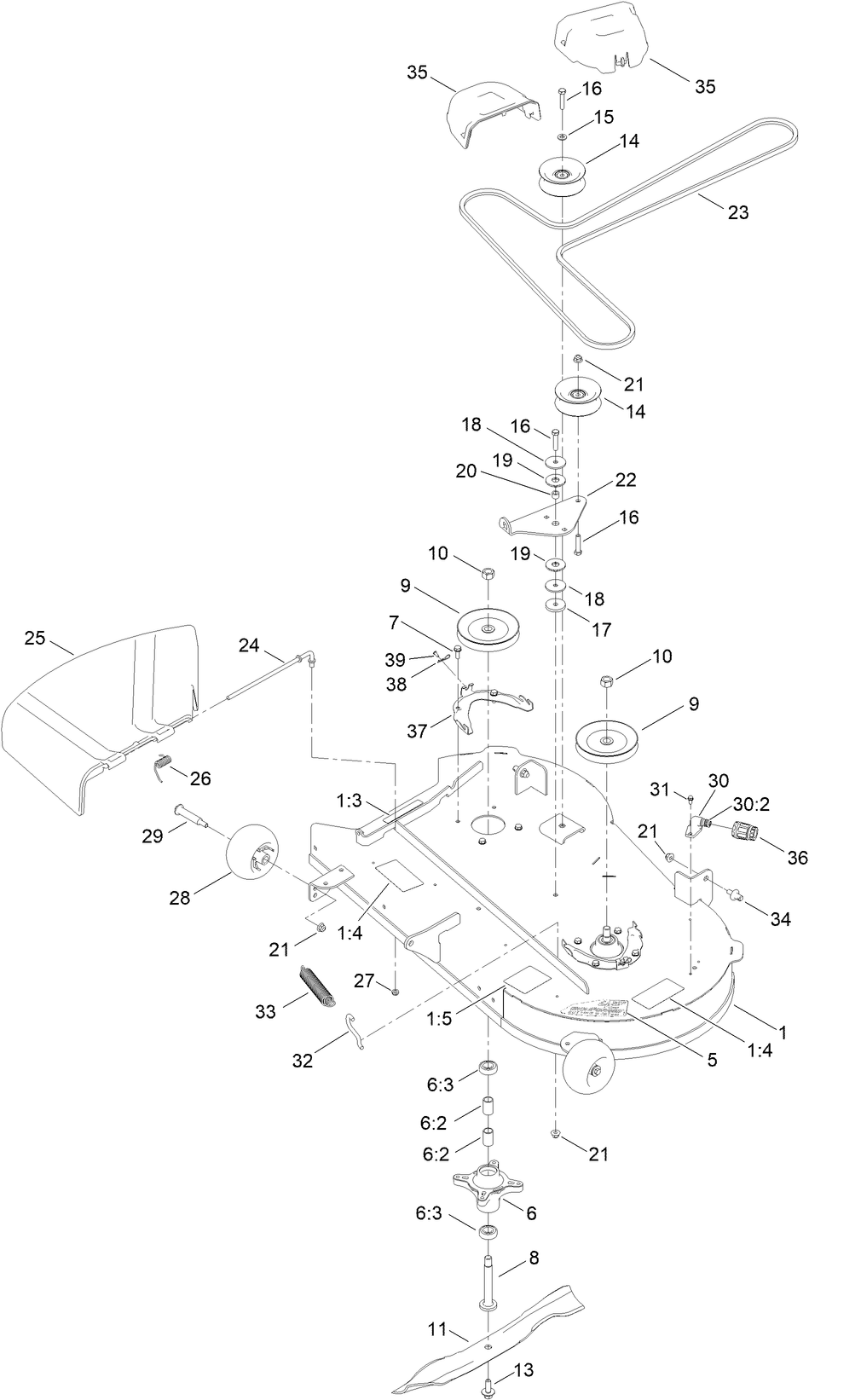 42 Inch Deck, Belt and Blade Assembly