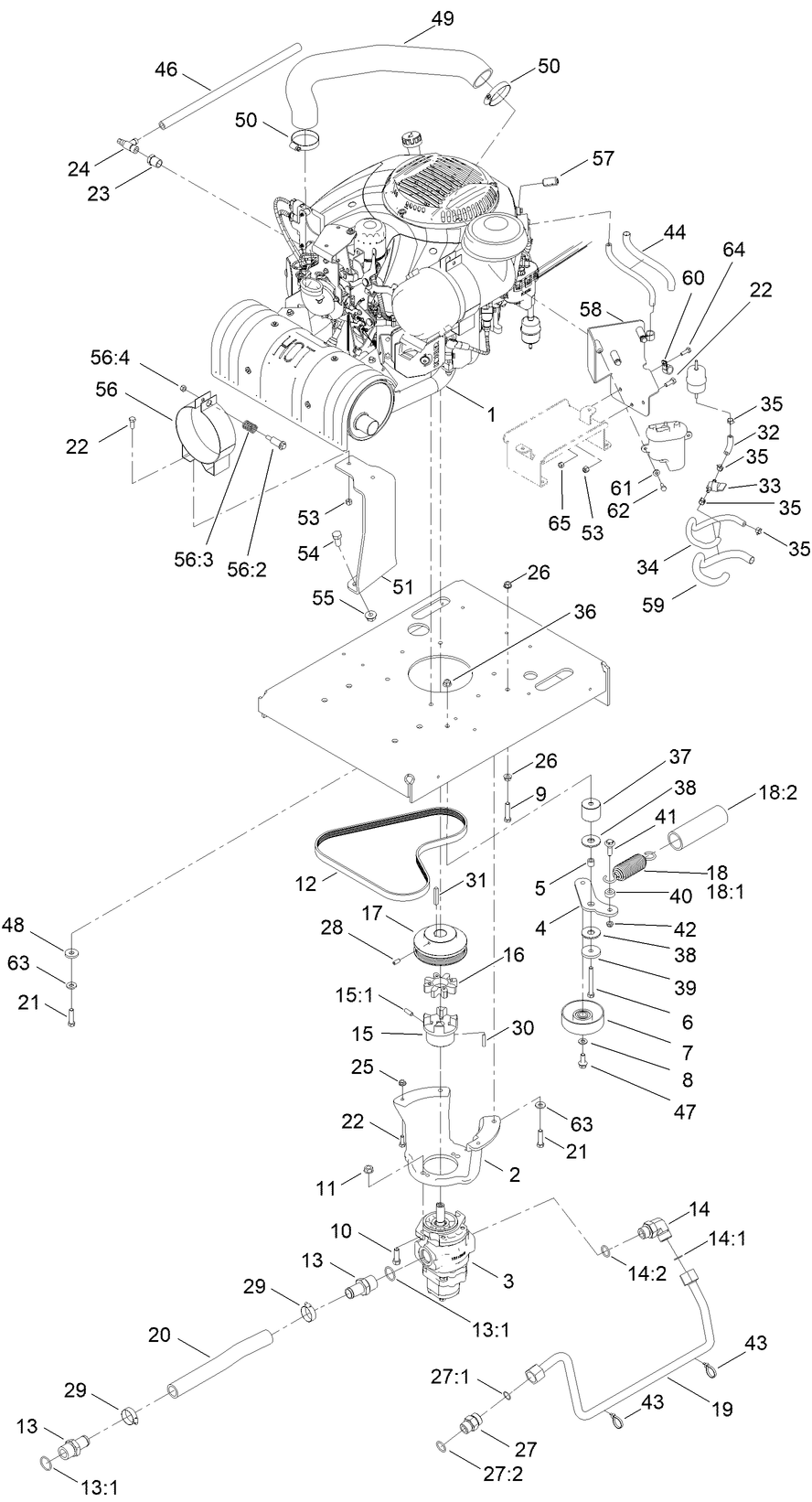 Engine and Mounting Bracket Assembly