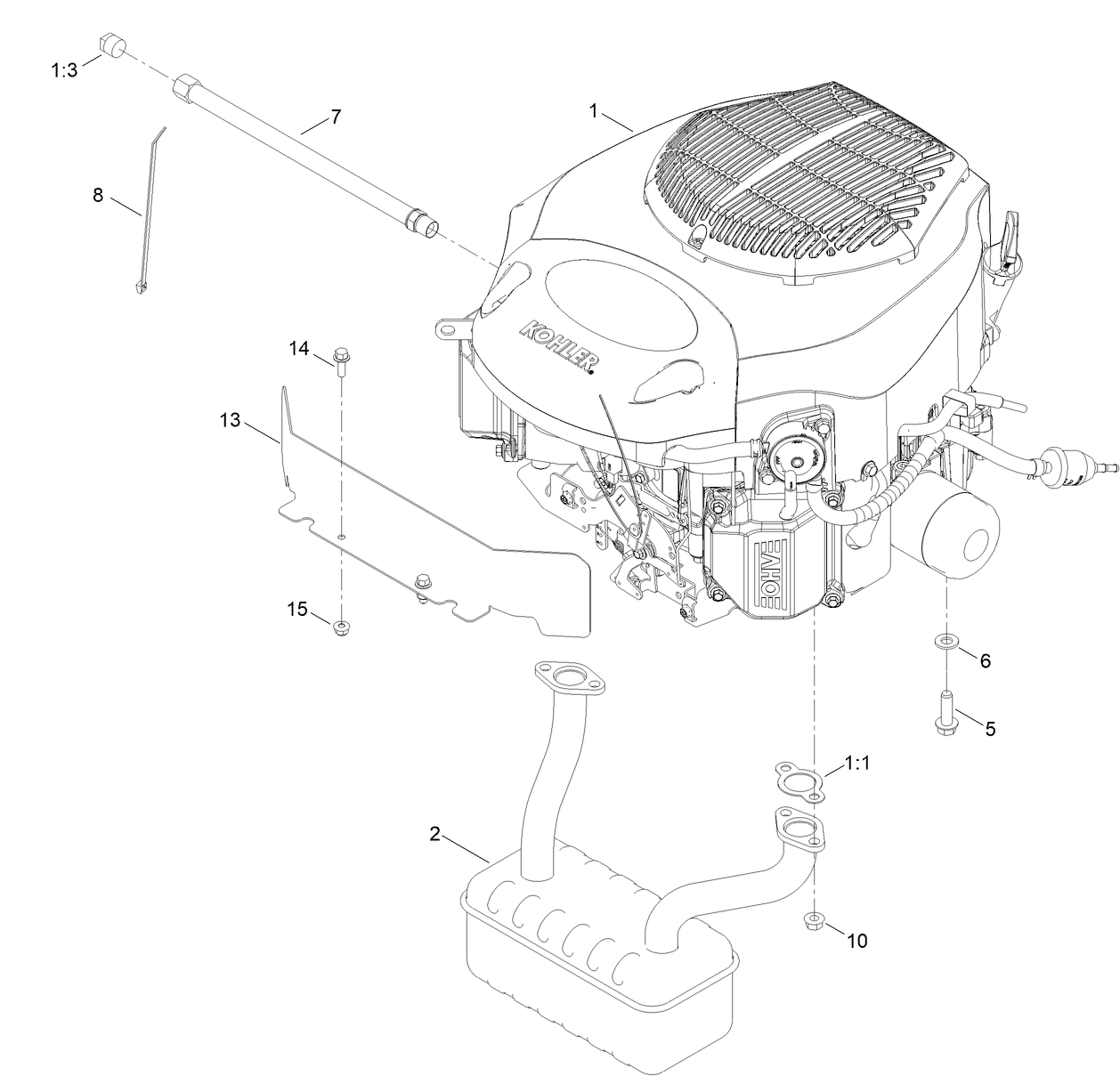 Engine and Muffler Assembly