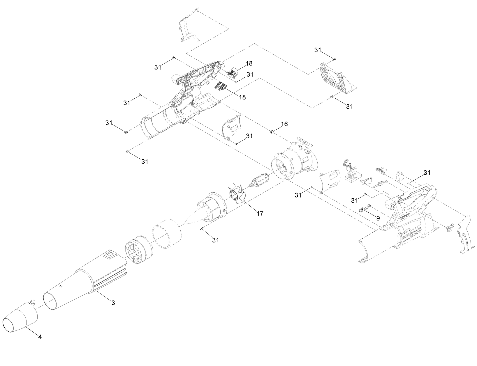 Flex-Force Power System 60V MAX Leaf Blower Assembly