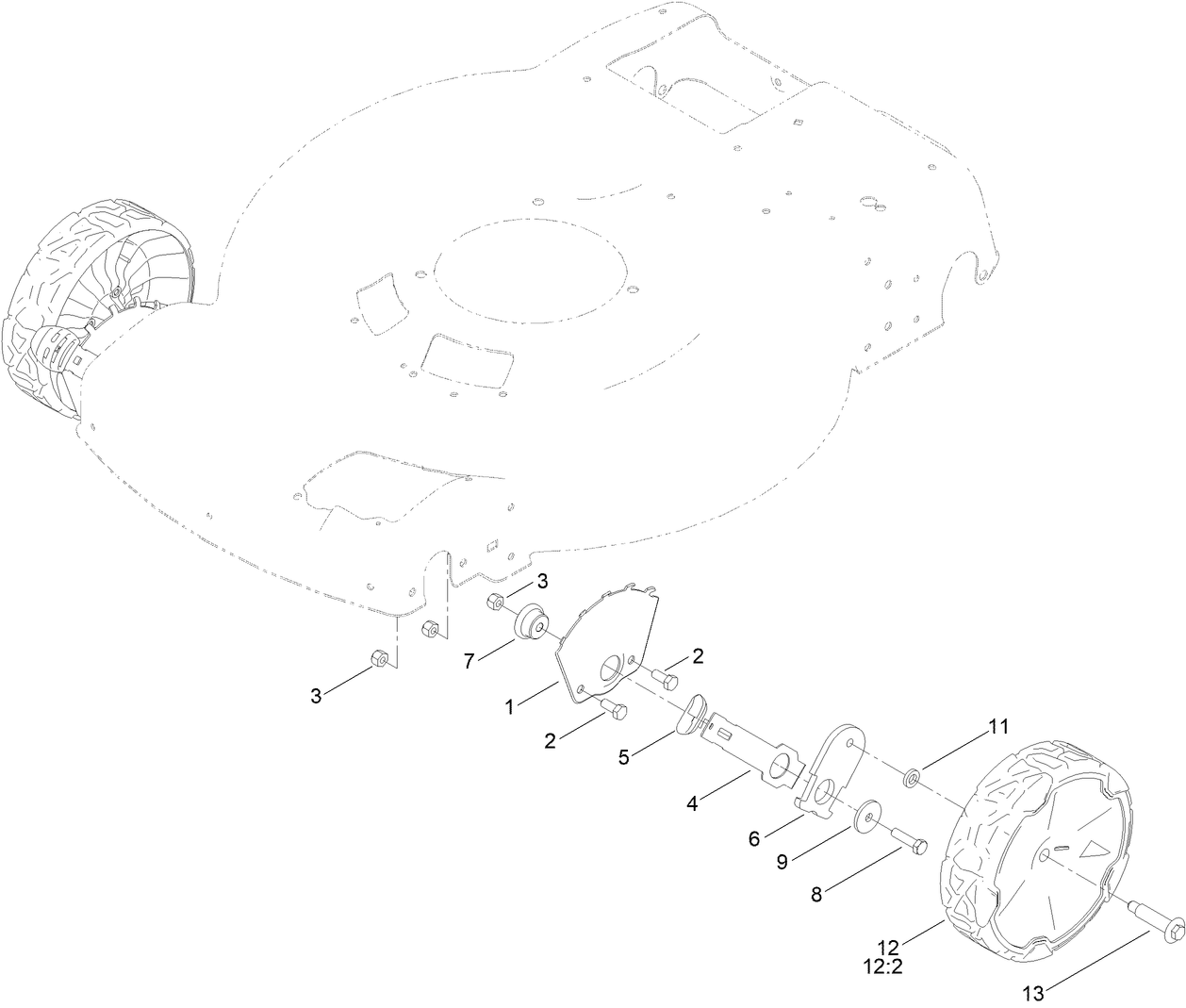 Front Wheel and Height-of-Cut Assembly