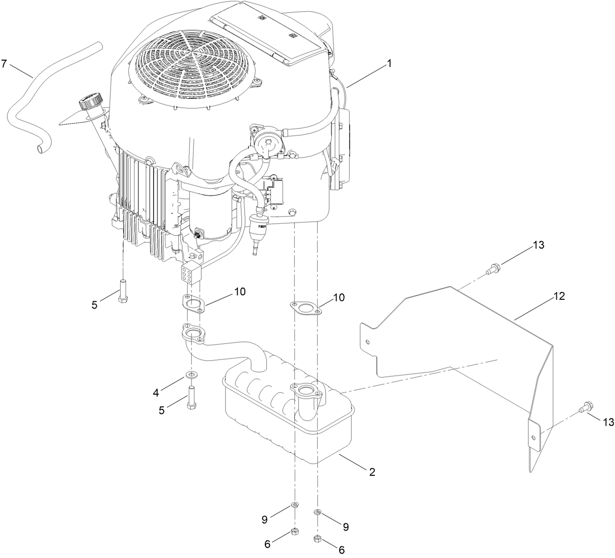 Engine and Muffler Assembly