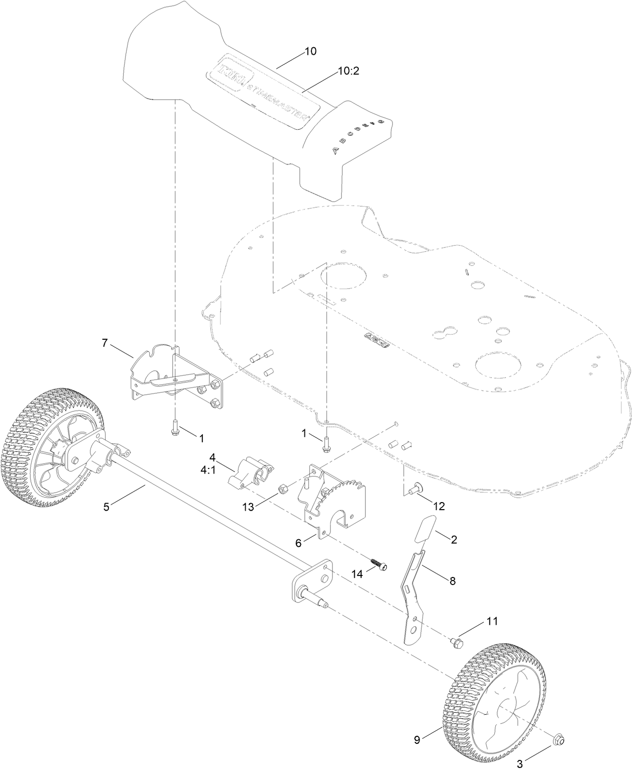 Front Wheel and Height-of-Cut Assembly