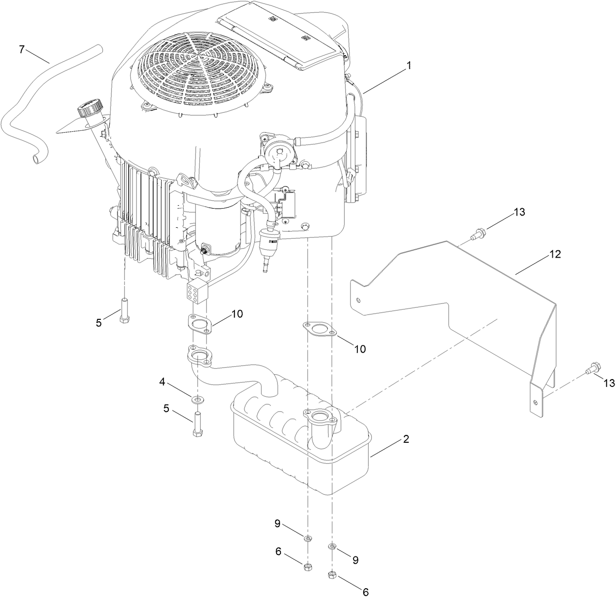 Engine and Muffler Assembly