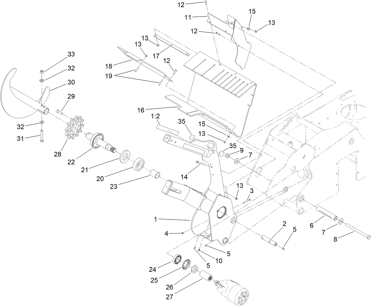 Trencher Head and Auger Assembly