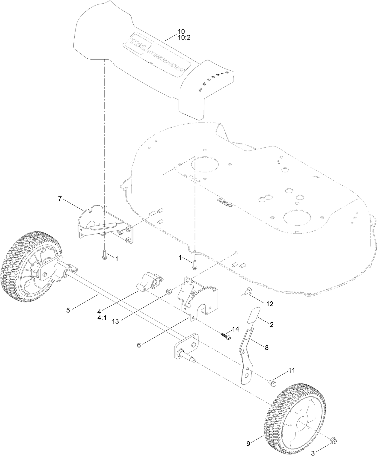 Front Wheel and Height-of-Cut Assembly