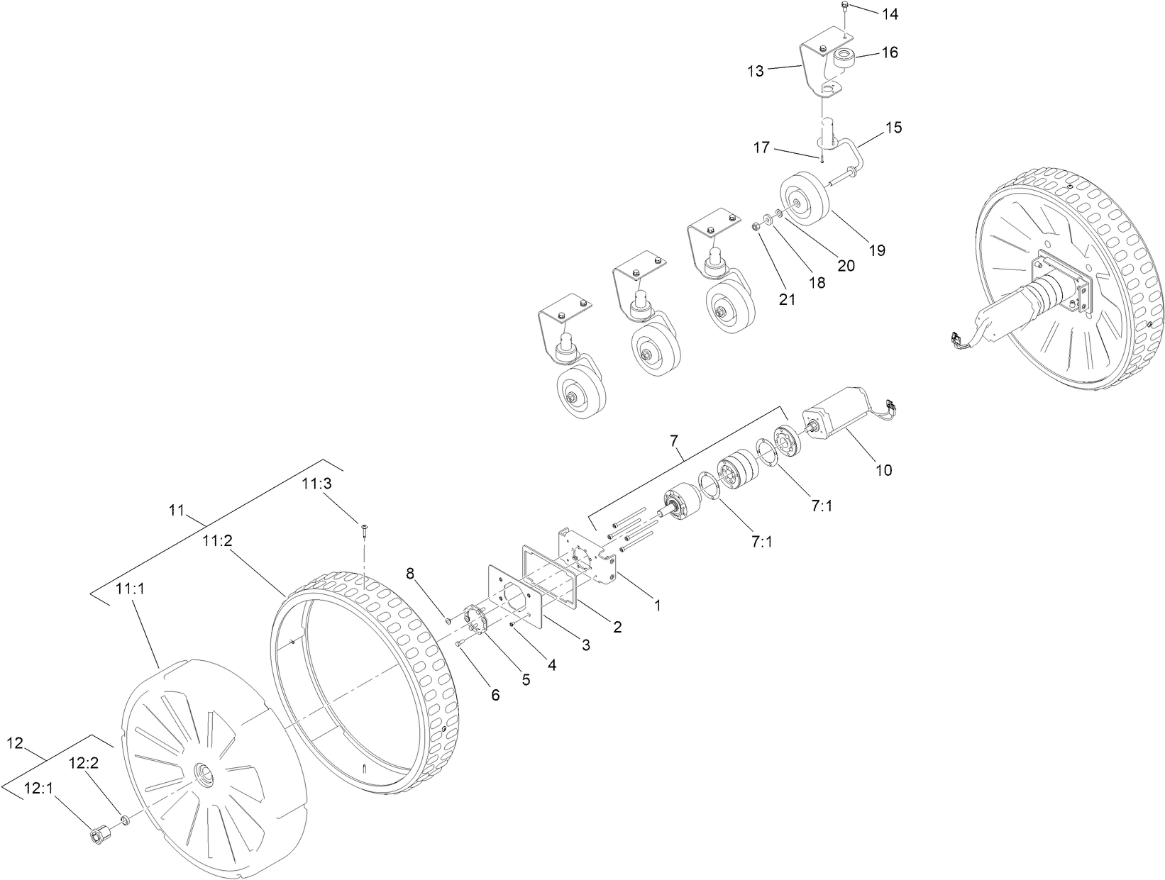 Wheels and Drive Motor Assembly