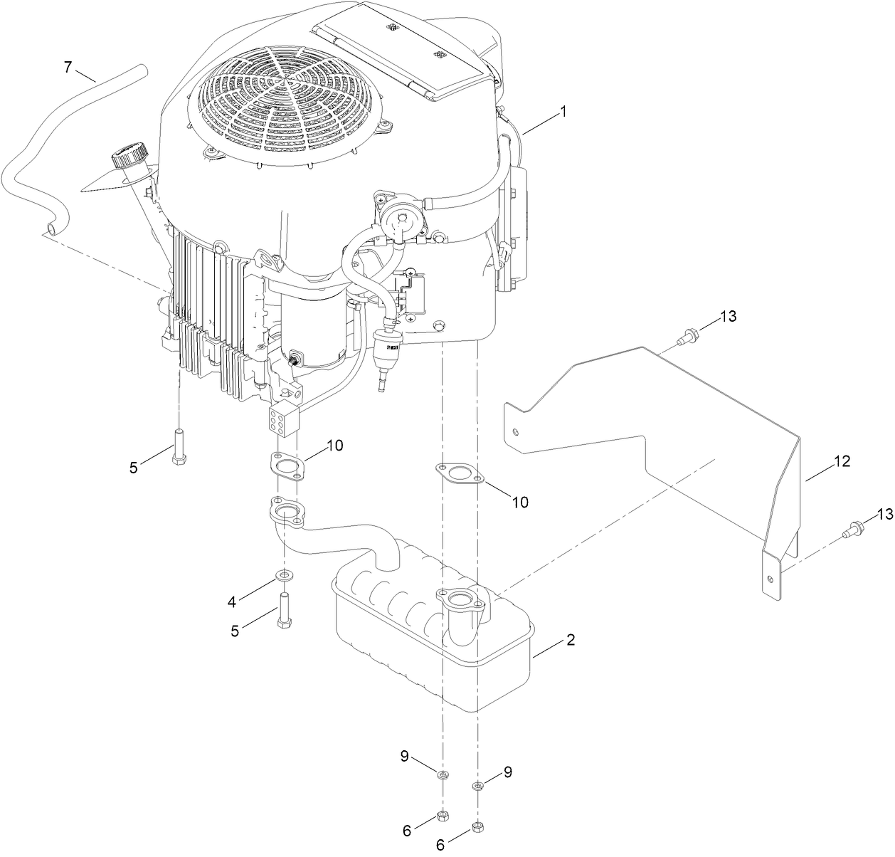 Engine and Muffler Assembly
