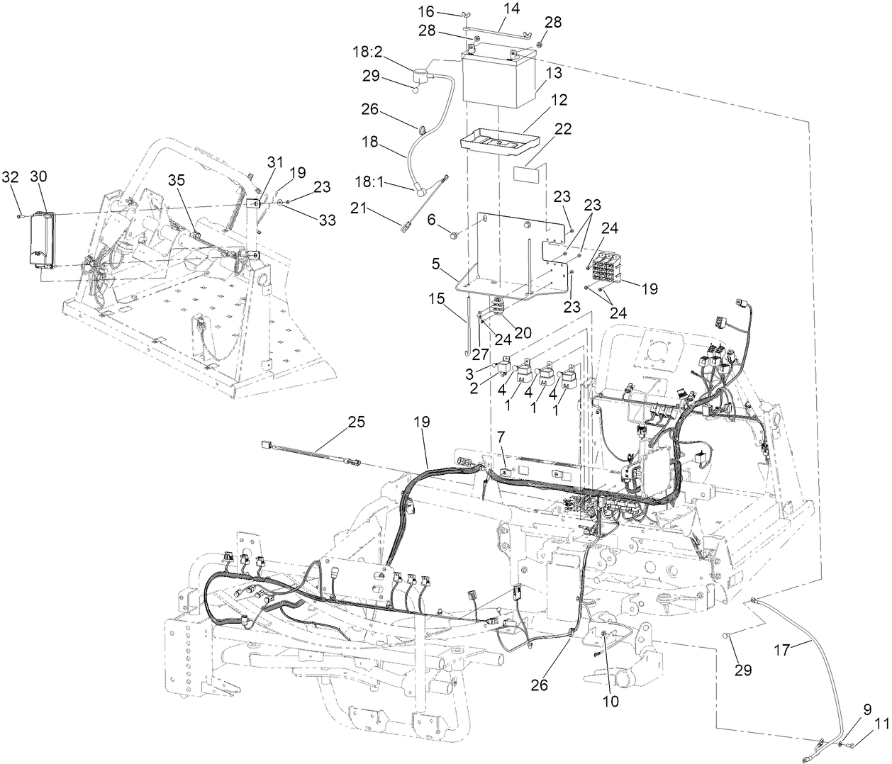 Main Wiring Harness and Battery Assembly