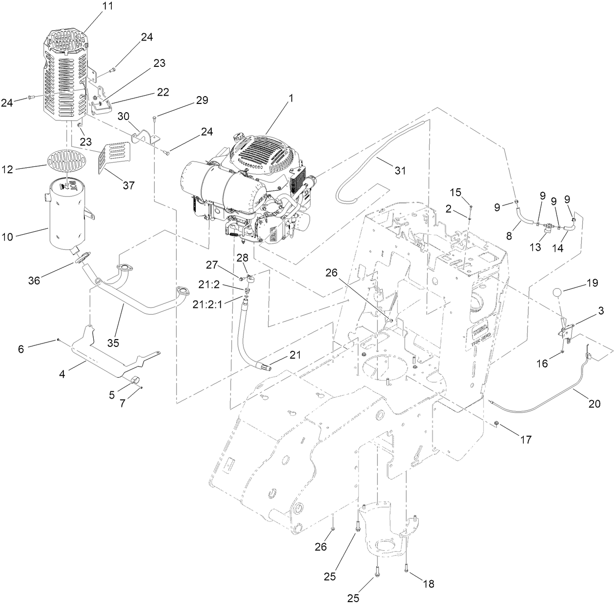 Engine and Muffler Assembly