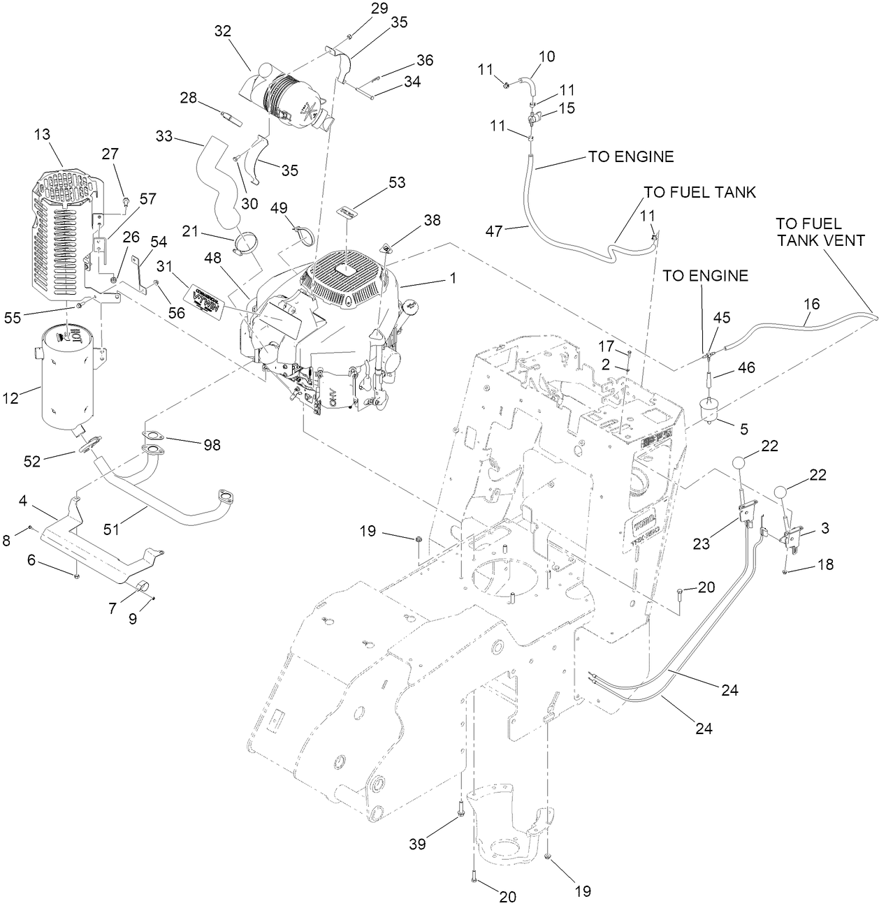 Engine, Muffler and Air Cleaner Assembly