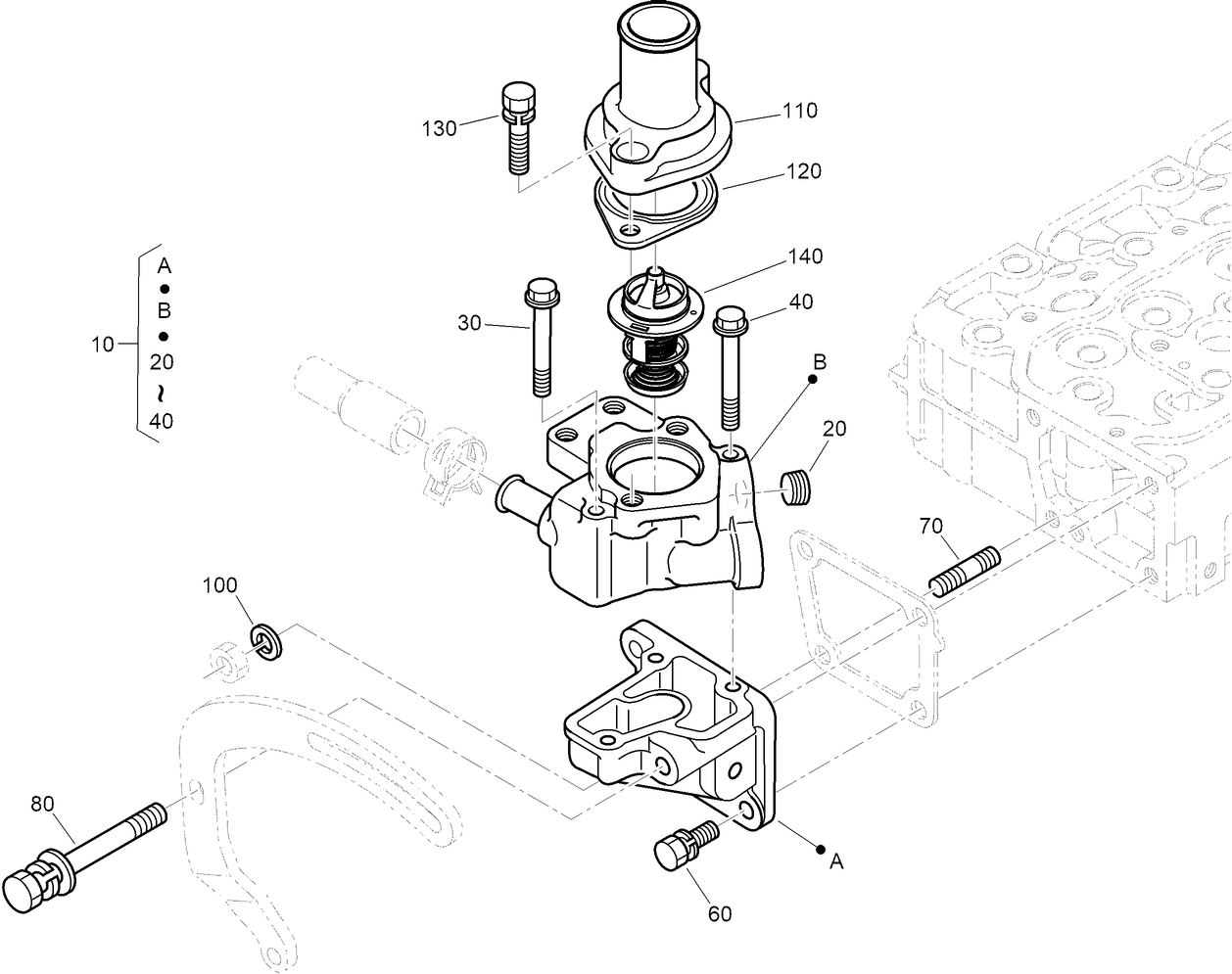 Water Flange and Thermostat Assembly