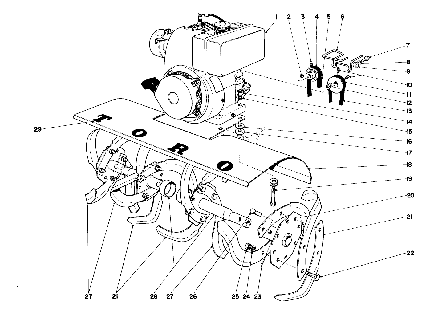 Tine And Engine Assembly
