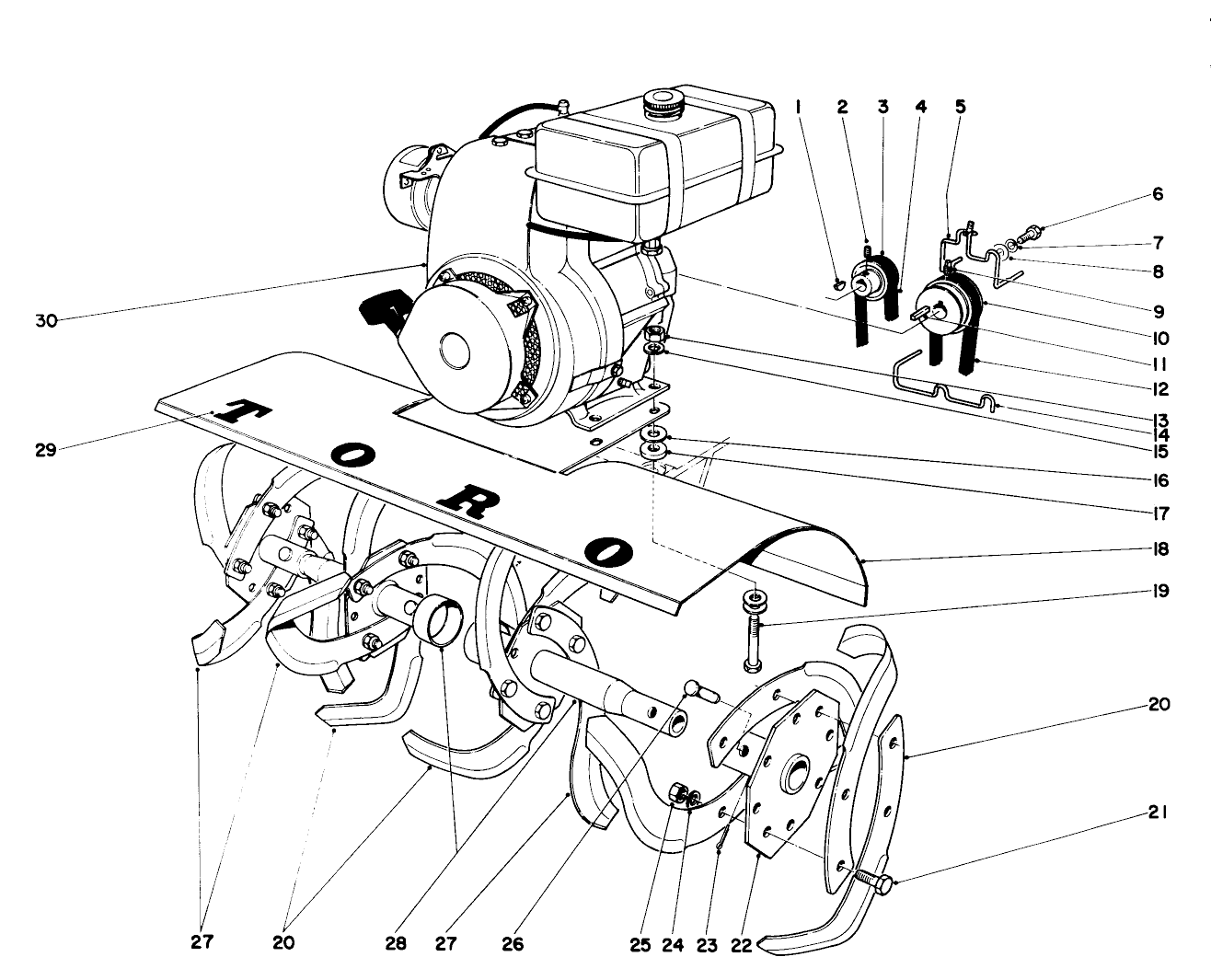 Tine And Engine Assembly