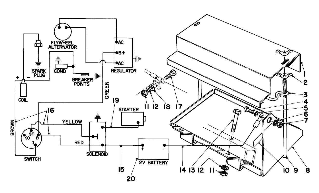 12 Volt, Neg. Ground, Battery Ignition Electrical System