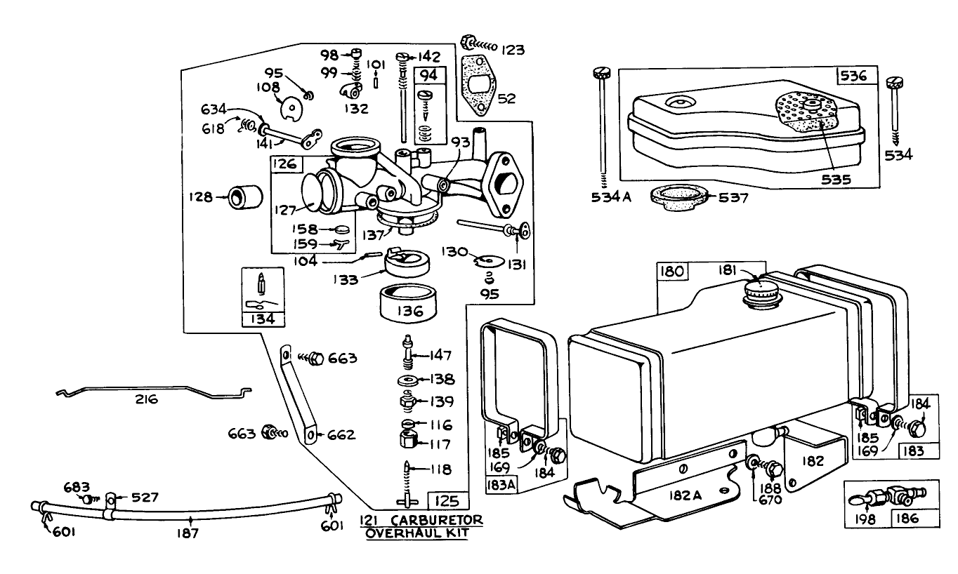 Carburetor And Fuel Tank Assembly Recoil And Electric Start