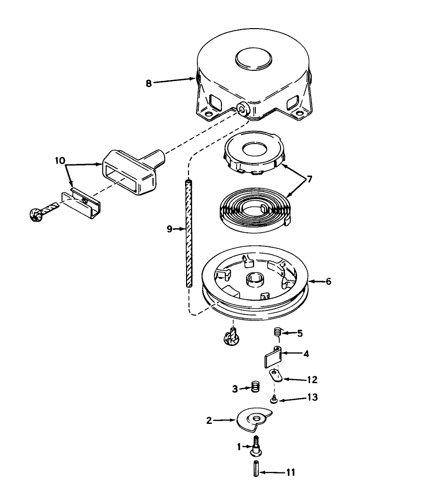Rewind Starter No. 590473 (5 & 7 H.p. Snowthrower Model No. 31624 & 31677)