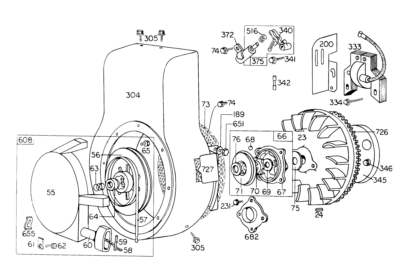 Rewind Starter Assembly For Type 0754 And 0755