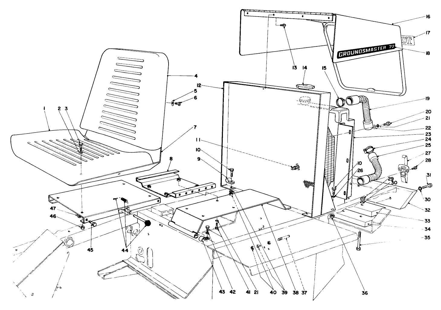 Seat, Radiator And Hood Assembly