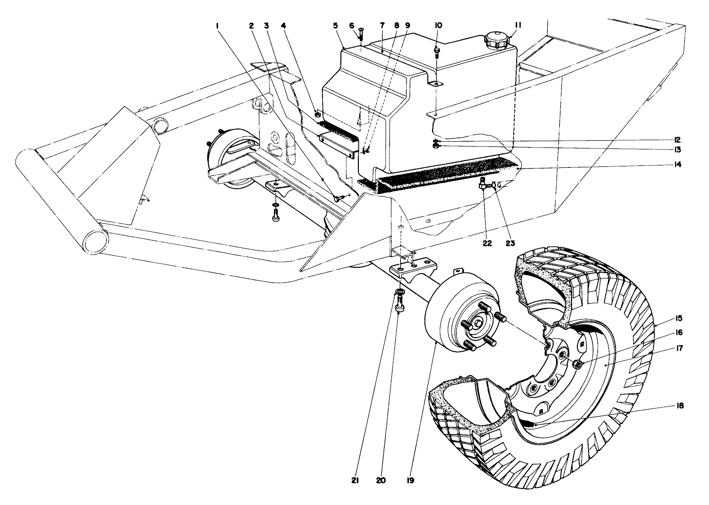 Front Axle And Gas Tank Assembly