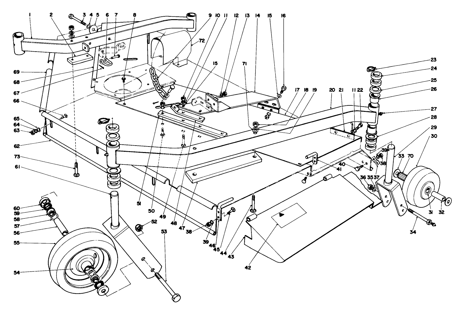 Cutting Unit Castor Wheel And Deflector Assembly