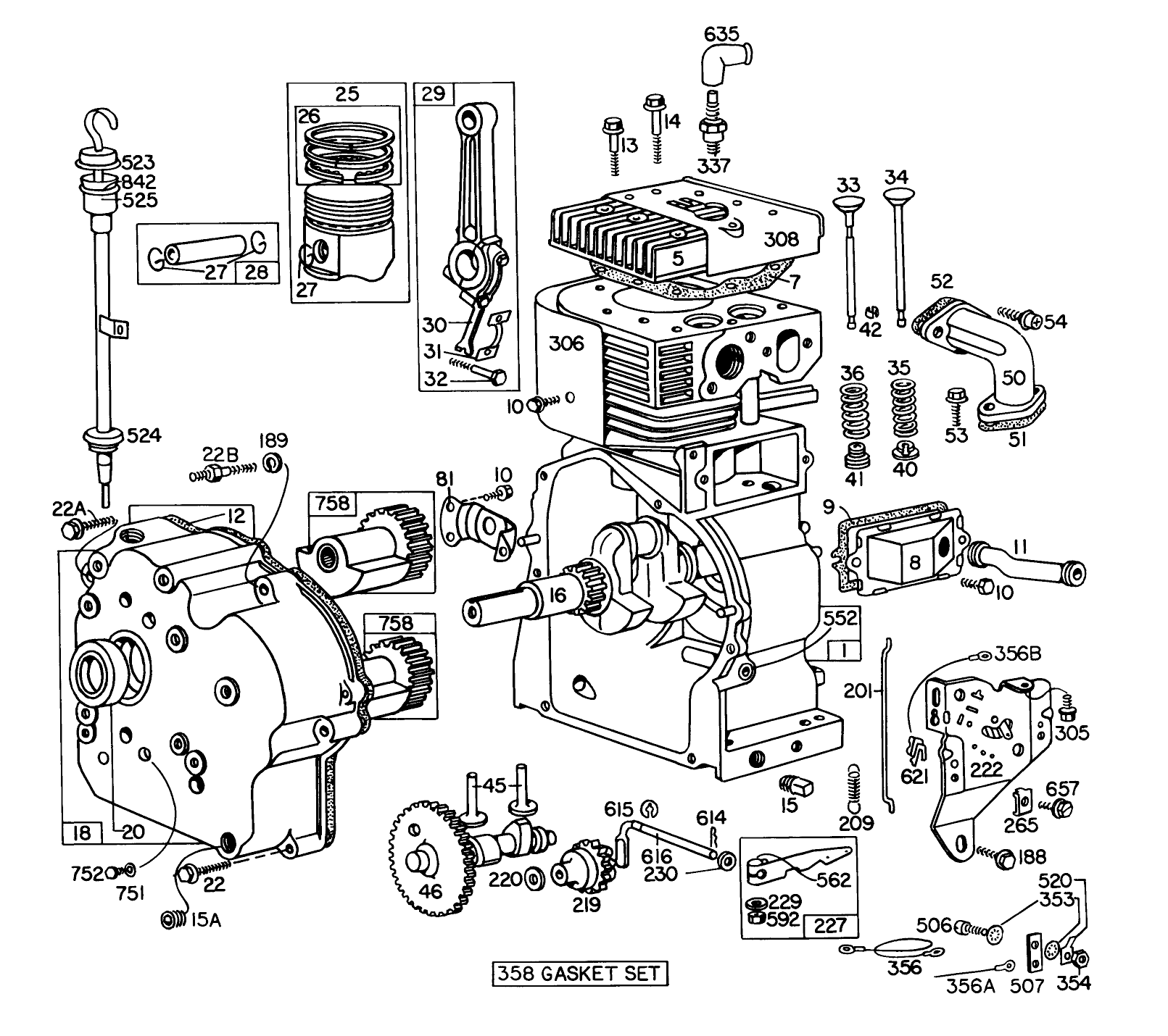 Engine Briggs & Stratton Model No. 251417 Type No. 0140-01