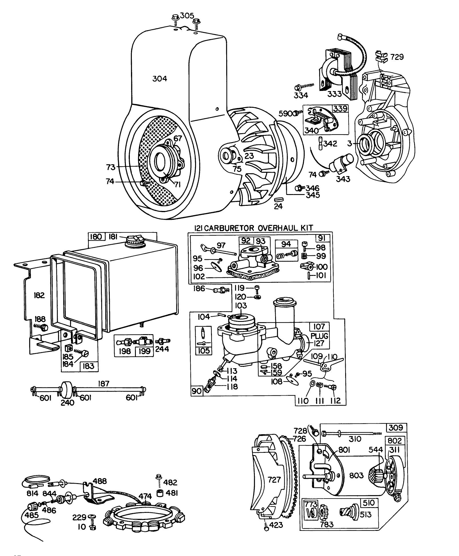 Engine Briggs & Stratton Model No. 251417 Type No. 0140-01