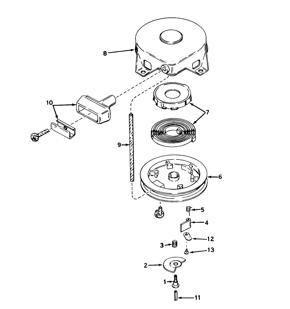 Rewind Starter No. 590473 (5 & 7 H.p. Snowthrower Model Nos. 31625 And 31677)