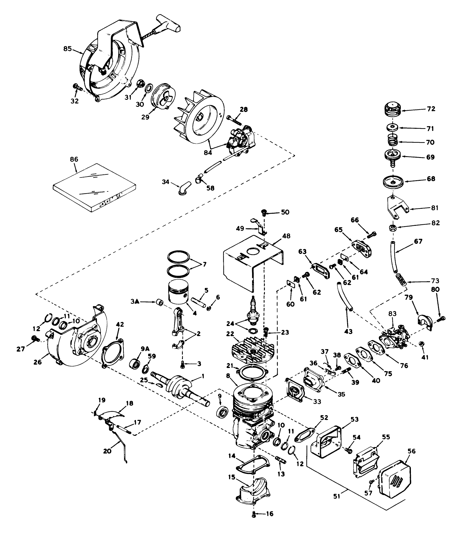 Engine Assembly Engine, Tecumseh Model No. Ah 520, Type 1401h
