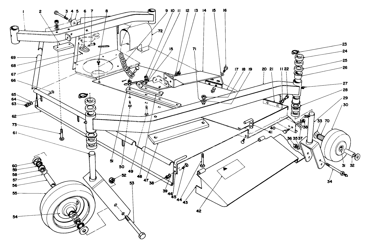 Cutting Unit Castor Wheel And Deflector Assembly