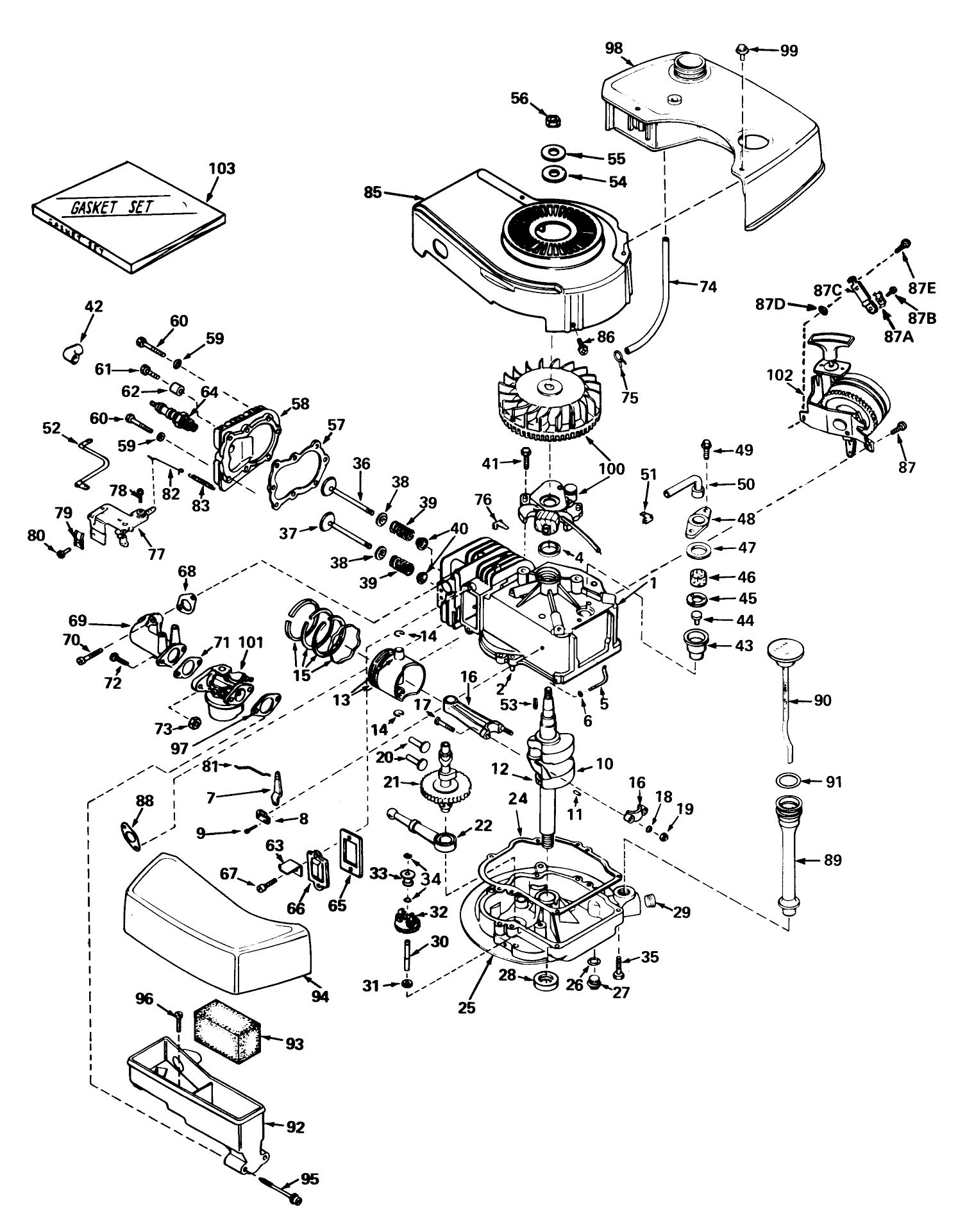 Engine Tecumseh Model No. Tnt 100-10043 (mower Model No. 21610)