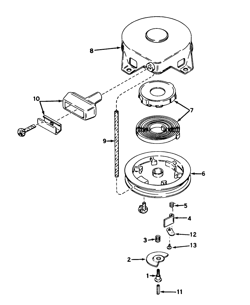 Rewind Starter No. 590473 (5 And 7 H.p. Snowthrower Model Nos. 31625 And 31677)