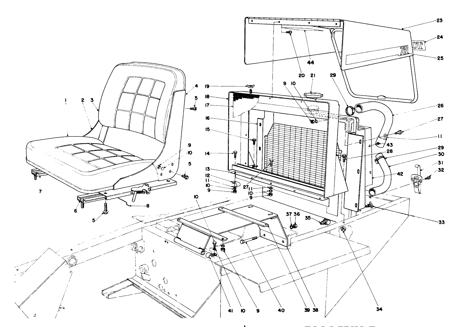 Seat, Radiator And Hood Assembly