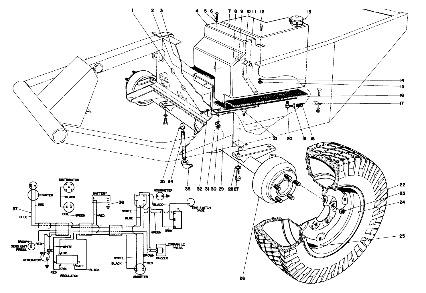 Front Axle And Gas Tank Assembly