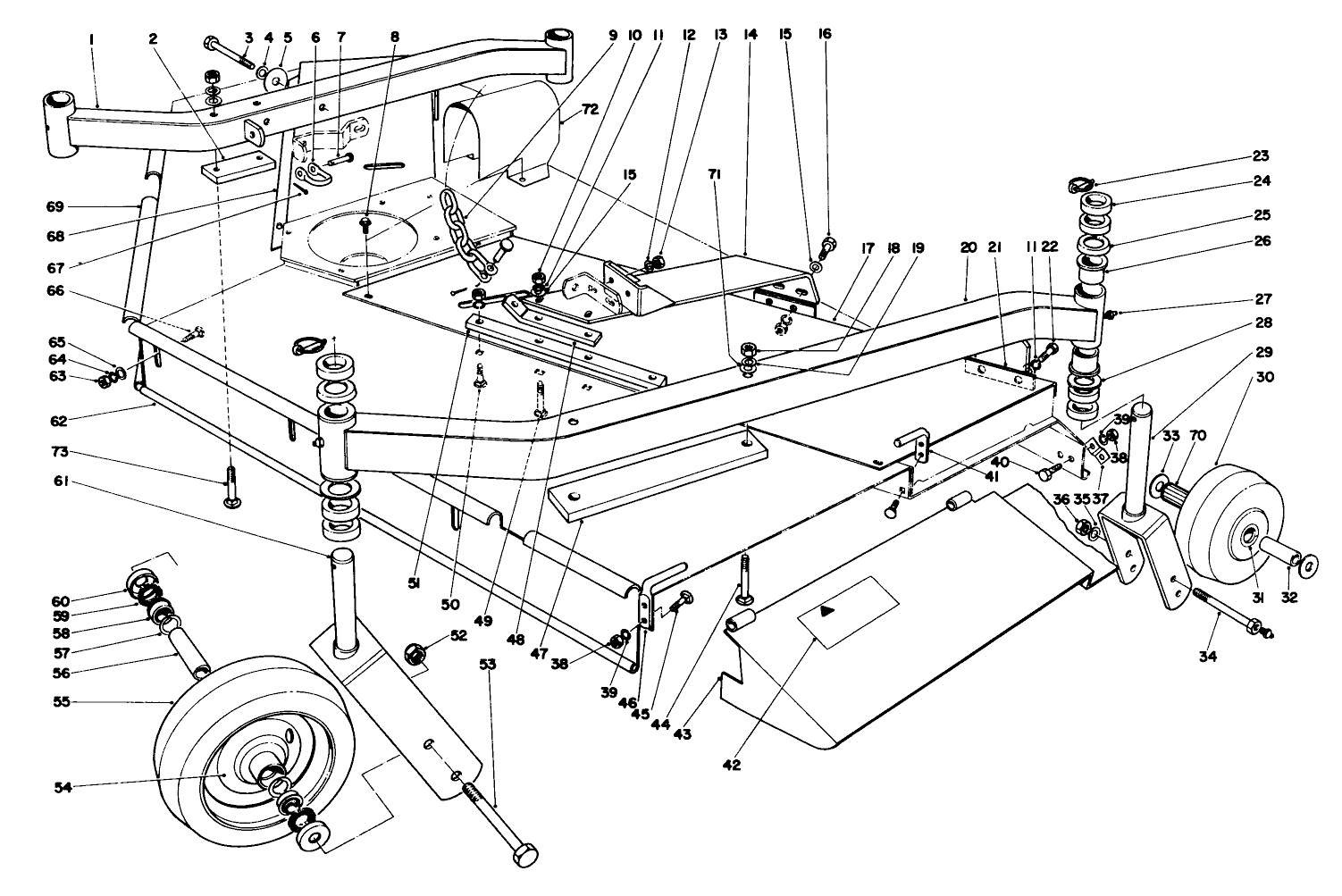 Cutting Unit Castor Wheel And Deflector Assembly