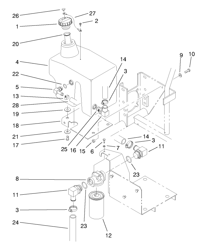 Hydraulic Oil Reservoir & Filter Assembly