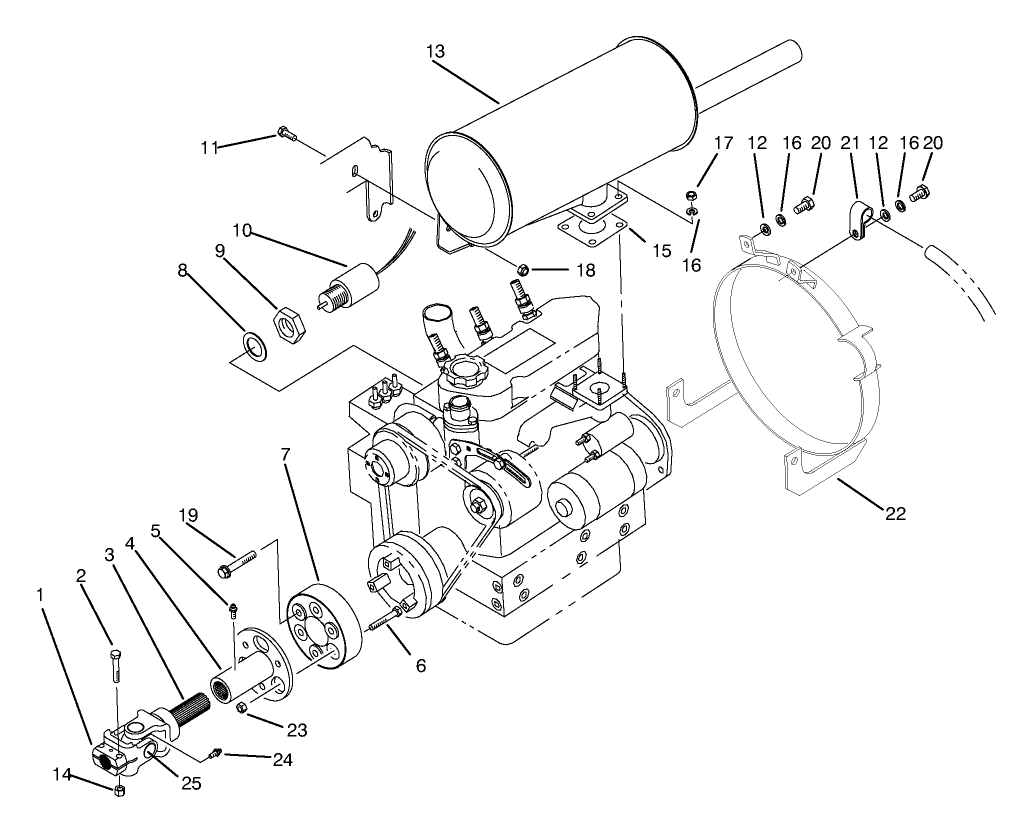 Muffler & Pump Drive Assembly