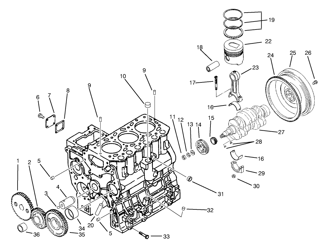 Timing Gear, Piston, Flywheel & Crankshaft