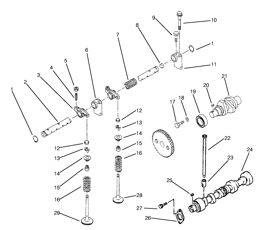 Valve, Camshaft And Rocker Assembly