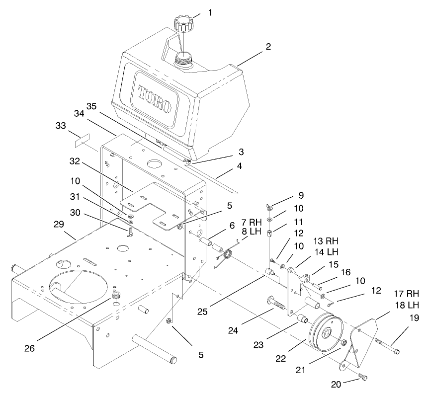 Fuel Tank And Idler Bracket Assembly