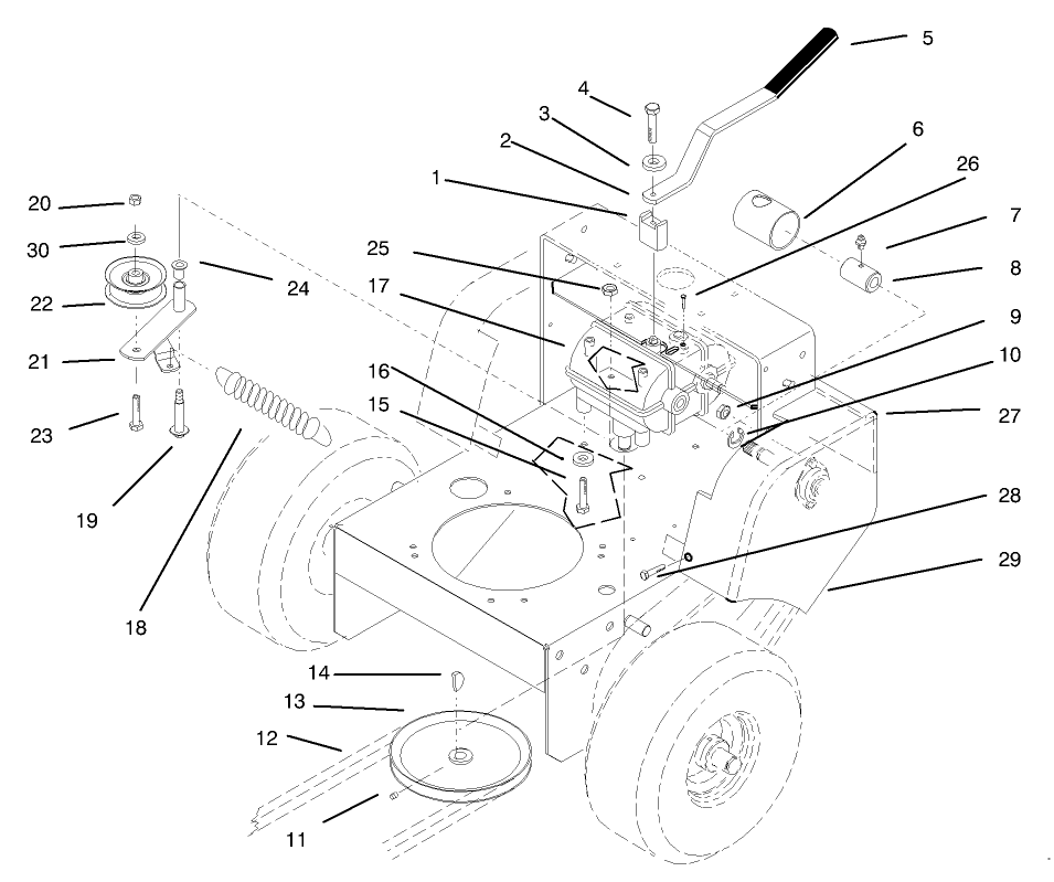Transmission, Idler, Drive Pulleys & Drive Belt
