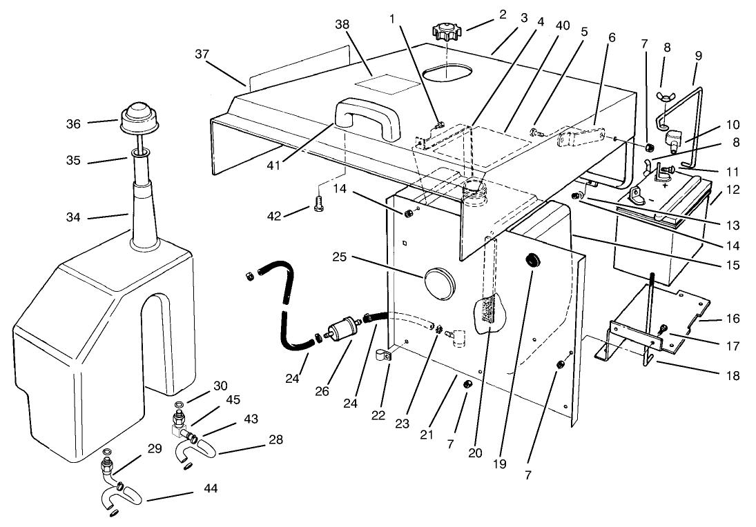 Hood, Fuel Tank & Hydraulic Reservoir Assembly