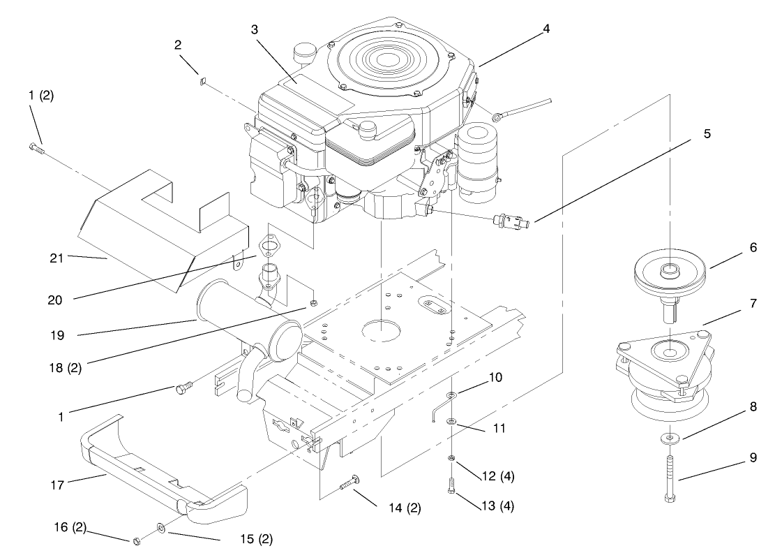 Single Cylinder Engine, Muffler, And P.t.o.