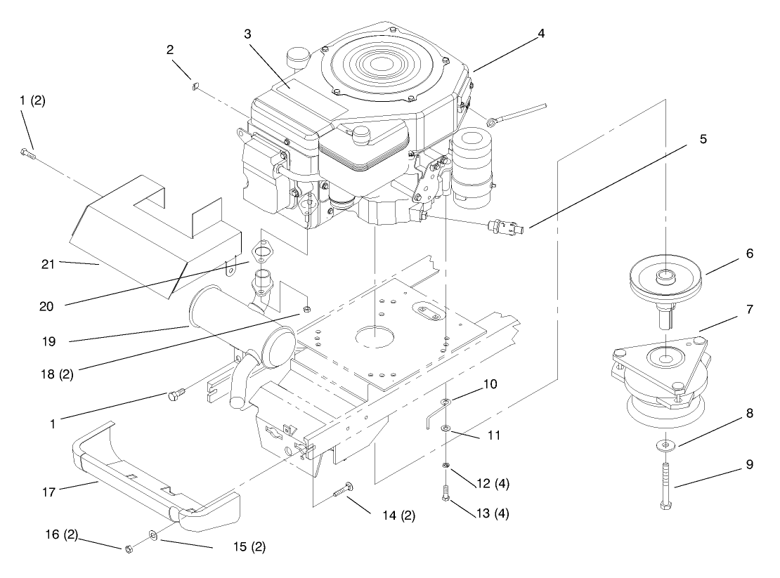 Single Cylinder Engine, Muffler, And P.t.o.