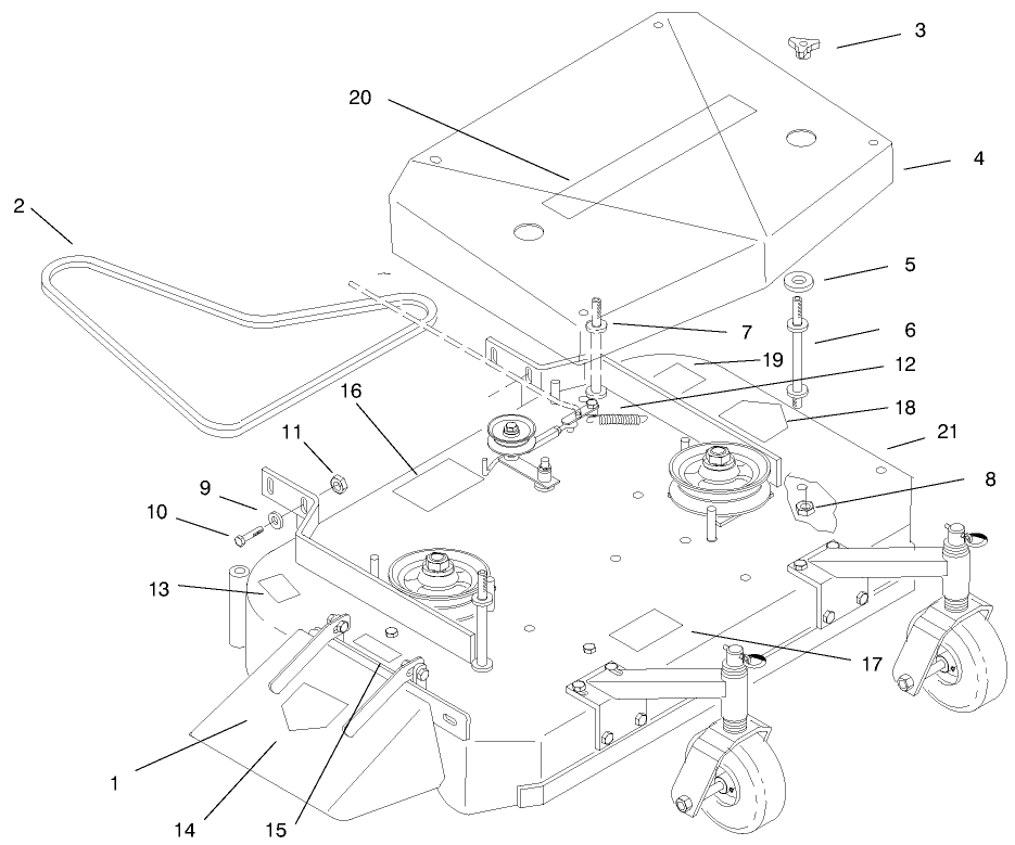 Deck, Cover And Deck Drive Belts
