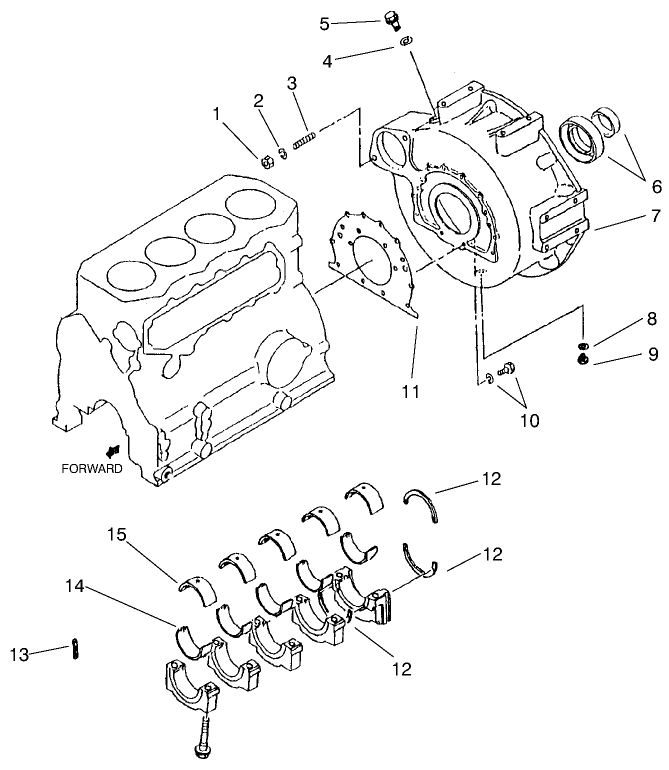 Flywheel Housing & Main Metal Assembly
