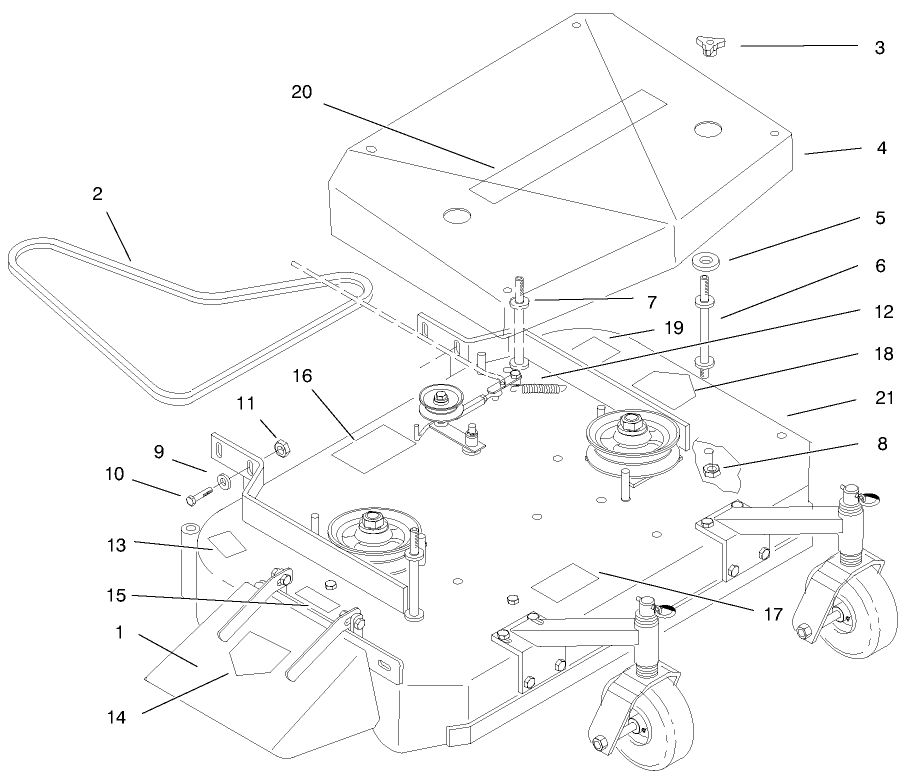 Deck, Cover And Deck Drive Belts