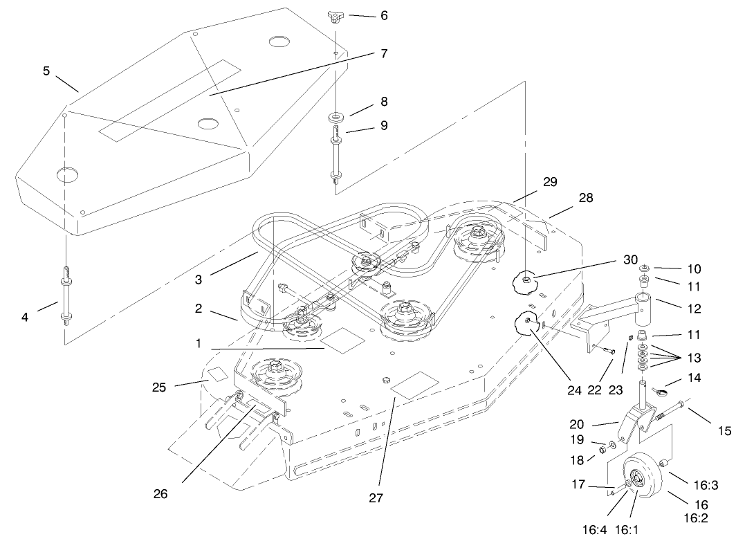 Deck, Cover And Deck Drive Belts