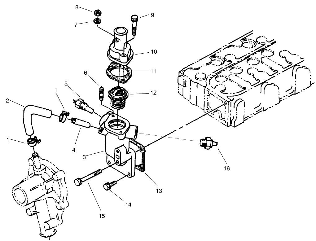 Water Flange & Thermostat Assembly